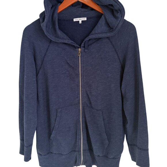 James Perse Navy Zip-Up Hoodie Size 4 With Pockets & Hood Supima & Modal Blend M - Picture 1 of 8
